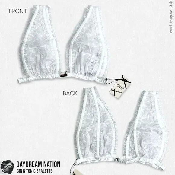 DAYDREAM NATION CHEESECAKE GIN N TONIC SHEER LACE BRALETTE BABY’S BREATH WHITE